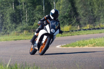Motorcycle rider on the race track