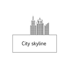 Fototapeta premium Silhouette of the city in a flat style. Modern urban landscape. Vector illustrations. City skyscrapers building office horizon.Continuous line drawing