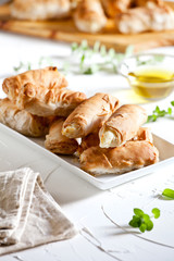 Plate Of Mini Rolls Of Feta