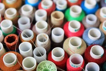 Spools of colored thread