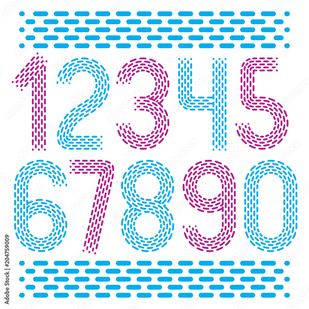Poster vector numbers, modern numerals set. rounded bold retro numeration from 0 to 9 can be used for logo 