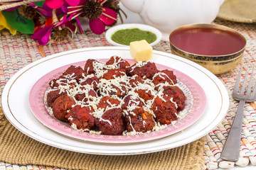 Indian Cuisine Vegetable Manchurian Also Know as Gobi Manchurian is a popular Indo Chinese Street food