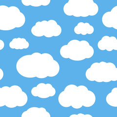 Fototapeta premium Clouds over the blue sky seamless vector pattern