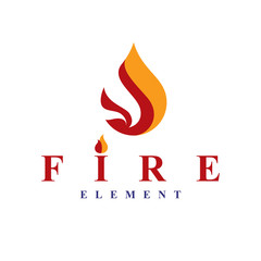 The power of burning flame, fire element abstract vector logo for use as marketing design symbol.