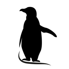 Vector image of a penguin with a raised wing