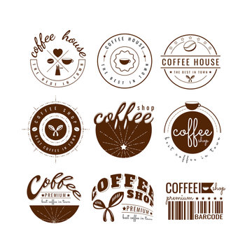 coffee logo brown Design Collection. Freeform. symbol. Abstract. vector illustration. on white background. Circle. coffee bean. Espresso. Latte. cappuccino. Caffe Mocha. Americano coffee. label. menu