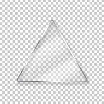 Vector realistic isolated glass triangle billboard for decoration and covering on the transparent background.