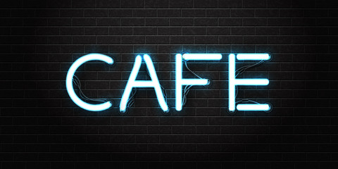 Vector realistic isolated neon sign of Cafe lettering for decoration and covering on the wall background. Concept of night club, restaurant and bar.