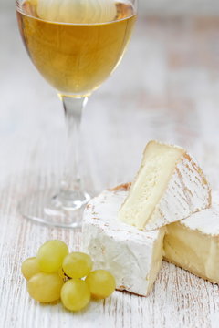 Cheese, grape and white wine