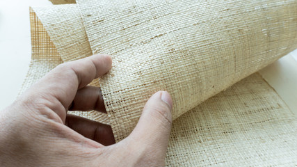 Nature fiber woven for cloth close up background