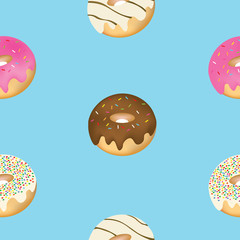 Seamless donuts pattern. vector illustration