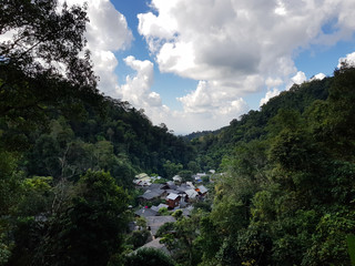 Beautiful mountain valley village landscape
