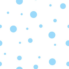 Seamless pattern. Blue polka dot on the white background