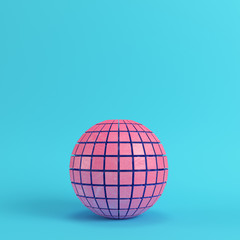 Abstract segmented pink sphere on bright blue background in pastel colors
