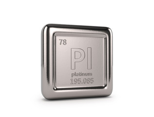 Platinum on a white background. 3D illustration