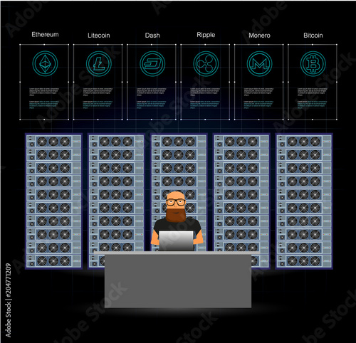 Server Room Block Chain Texhnology Crypto Currency Mining!    Big - 