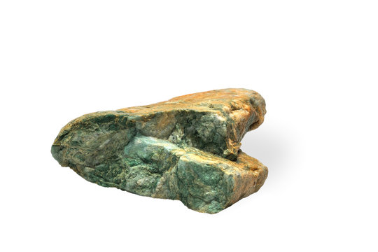 Specimen listvenite on a white background