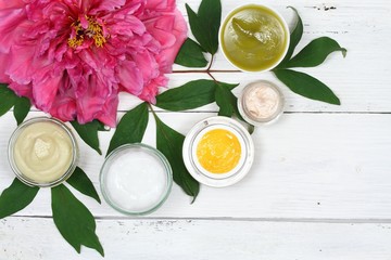 Natural ointments, skin care, copy space