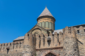 Fototapeta na wymiar Svetitskhoveli Orthodox Cathedral (UNESCO World Heritage site) in Mtskheta, Georgia