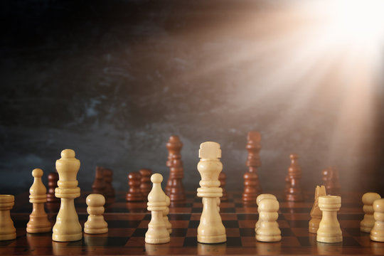Image of chess board game. Business, competition, strategy, leadership and success concept.