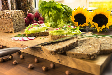 sadwiches with vegetables on sunny day