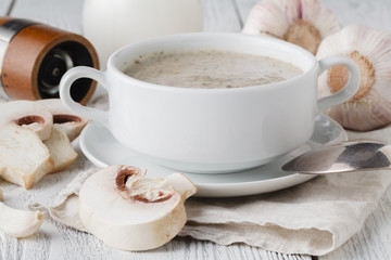 Cream soup of mushrooms with parsley