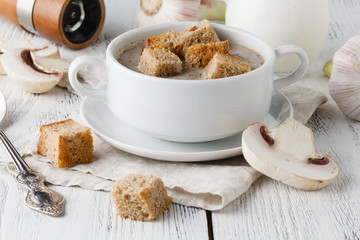 Homemade fresh mushroom cream soup