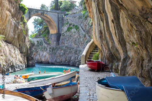 Fiordo Di Furore Beach Fjord Amalfi Coast Positano Naples Fiordo Di Furore Beach Fjord Amalfi Coast Positano Naples Italy Fishermen Colored