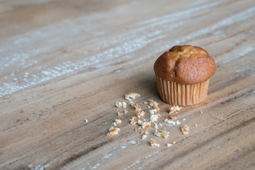 Banana cup cake on the table
