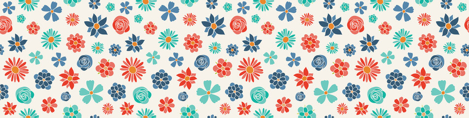 Floral banner with seamless texture. Vector.