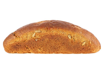 Loaf of rye bread isolated on white background
