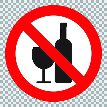 No drinking. No alcohol sign. Prohibit sign, vector illustration.