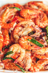Freshly prepared crabs, squid and shrimp.