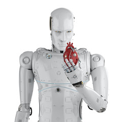 Obraz na płótnie Canvas robot holding heart