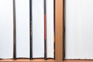 School books for education lie on the shelf