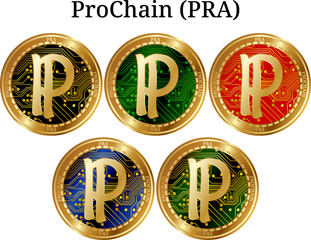 Set of physical golden coin ProChain (PRA)