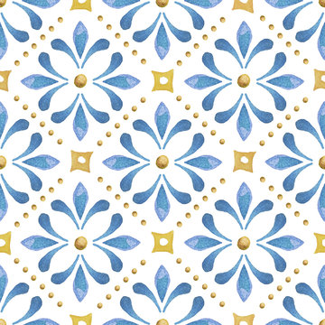Fototapeta Hand drawn seamless pattern with floral elements.