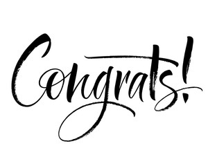 Congrats lettering. Handwritten modern calligraphy, brush painted letters. Inspirational text, vector illustration. Template for banner, poster, flyer, greeting card, web design or photo overlay