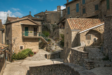 Obraz premium Piazza nel borgo medievale di Roccantica in Lazio