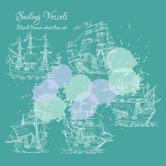 Nautical background with sailing vessels