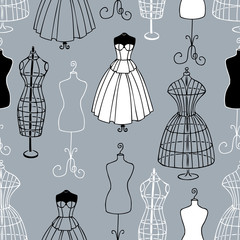 Pattern of the mannequins of sewing atelier