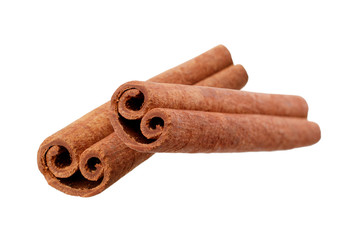 Cinnamon sticks isolated on white background without shadow