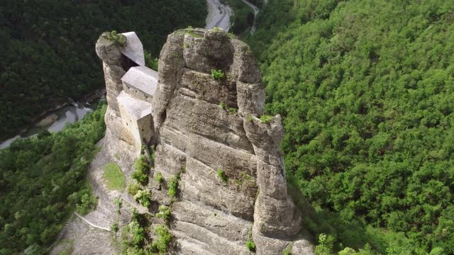 Aerial view of Castello della Pietra - XI century - in Italy