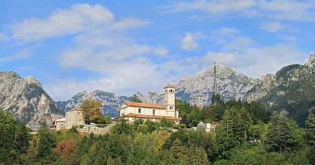 moggio udinese, panoramic view of San Gallo's monastery (italy)