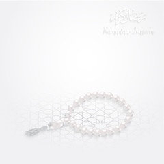Ramadan Kareem greeting background islamic vector illustration pearl prayer bead white background