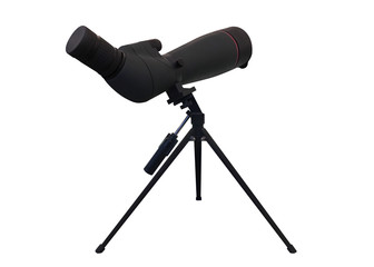 spyglass on a tripod isolated on a white background