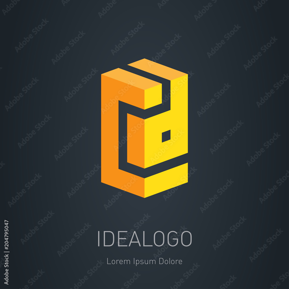 Poster c and d vector design element or 3d icon. cd initial logo or monogram logotype.