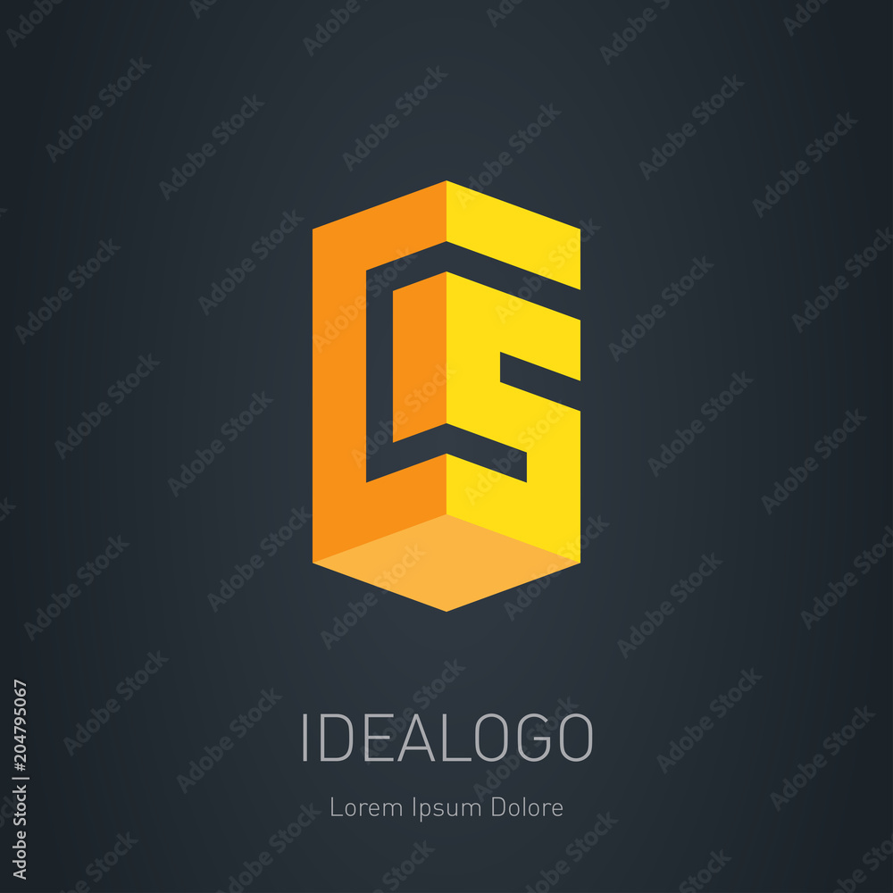 Poster C and S initial logo. C and 5 initial monogram logotype. CS - Vector design element or 3d icon.