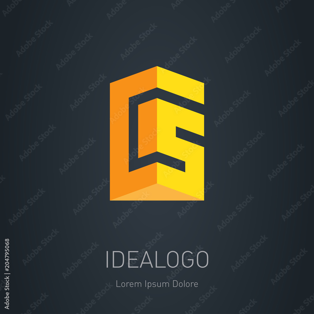 Poster cs initial logo. c and 5 initial monogram logotype. c and s - vector design element or 3d icon.