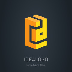 C and D Vector design element or 3d icon. CD initial logo or monogram logotype.